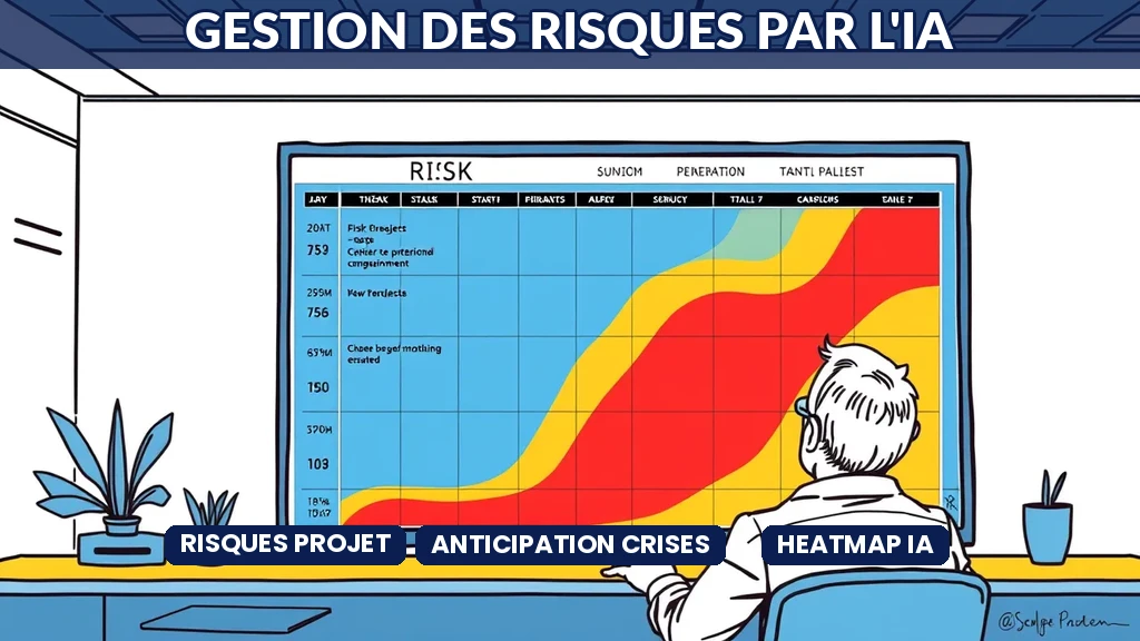 Carte de chaleur IA visualisant les risques projet avec niveaux de probabilité et impact
