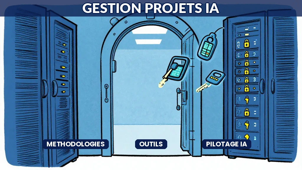 Tableau de bord de gestion de projet intelligence artificielle avec jalons méthodologiques et indicateurs de suivi