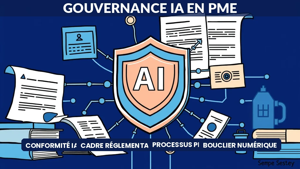Cadre de gouvernance IA pour PME avec bouclier numérique et documents réglementaires de conformité