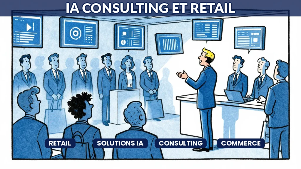 Consultant IA présentant des solutions de vente intelligente pour le secteur retail