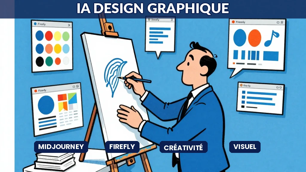 Outils intelligence artificielle pour design graphique incluant Midjourney Firefly et alternatives créatives