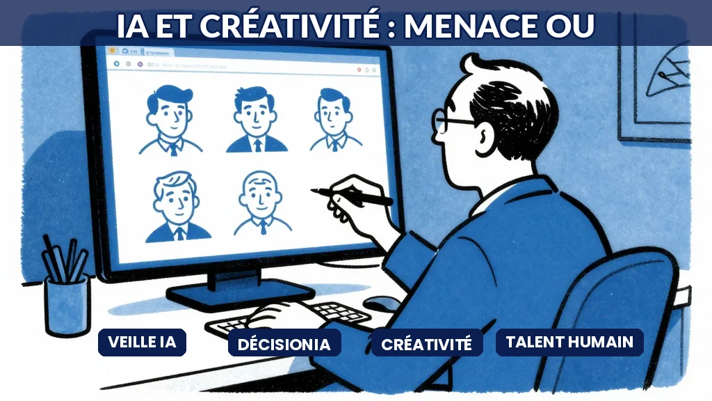Un artiste travaillant aux côtés d une interface IA affichant des suggestions créatives en temps réel