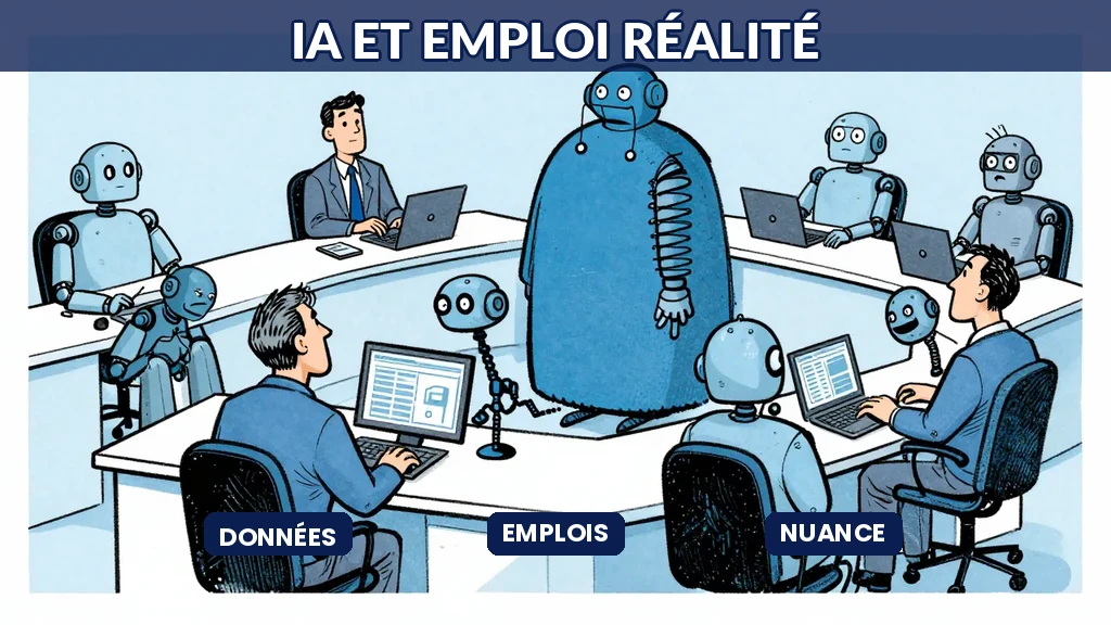 Graphique montrant l'évolution réelle des emplois face aux technologies IA