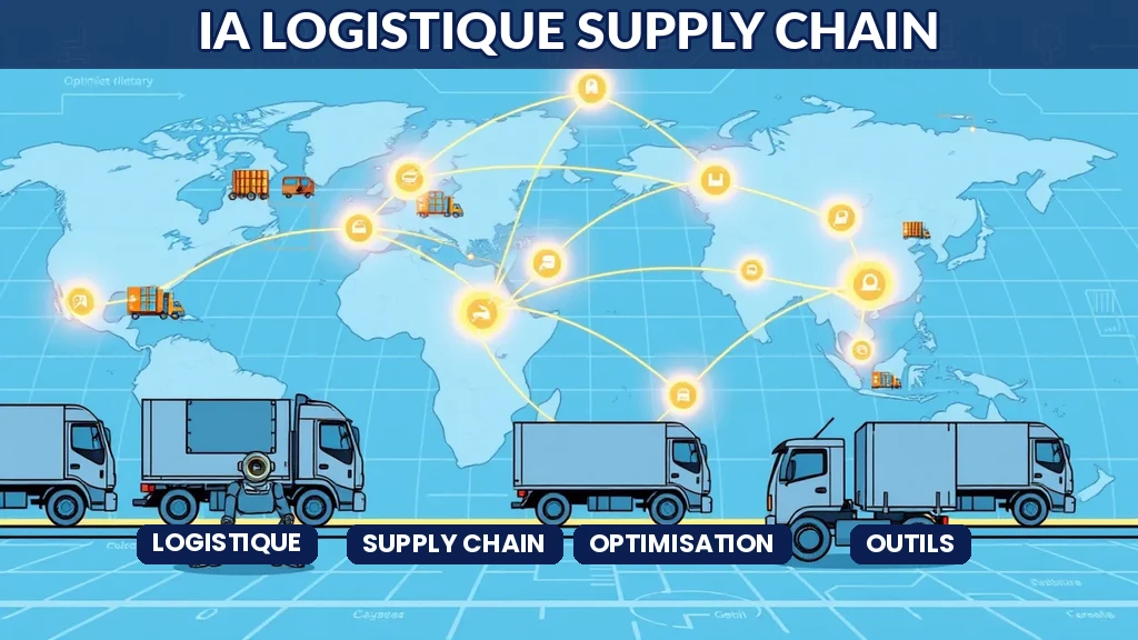 Robot optimisant les routes de livraison sur une carte mondiale avec camions et entrepôts connectés