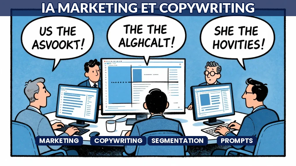 Équipe marketing utilisant des outils IA pour le copywriting et la segmentation client