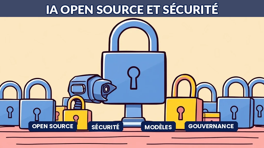 Développeurs partageant du code IA open source avec cadenas de sécurité
