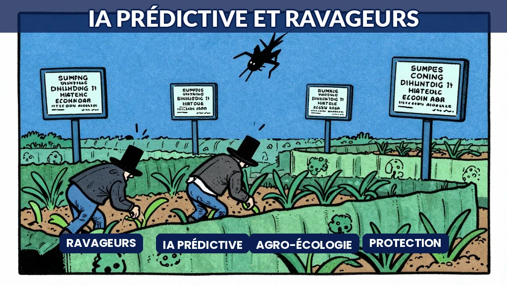 IA prédisant les attaques de ravageurs sur cultures avec écrans d'alerte et protection écologique