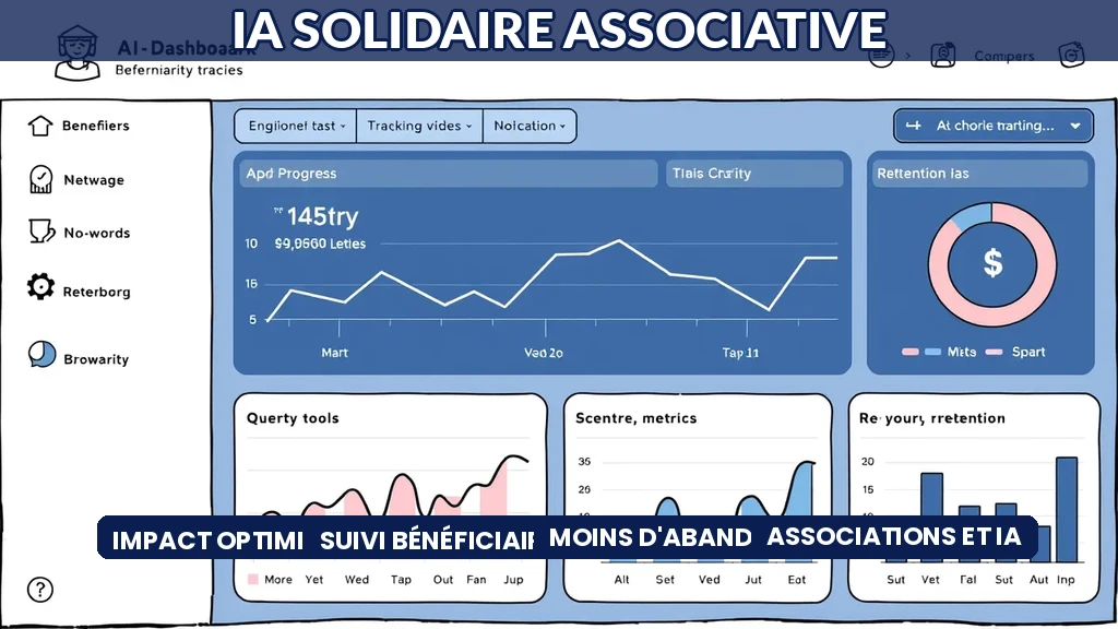 Tableau de bord associatif montrant des indicateurs de suivi des bénéficiaires optimisés par IA