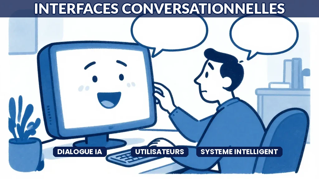 Utilisateur interagissant avec une interface conversationnelle intelligente sur un terminal professionnel