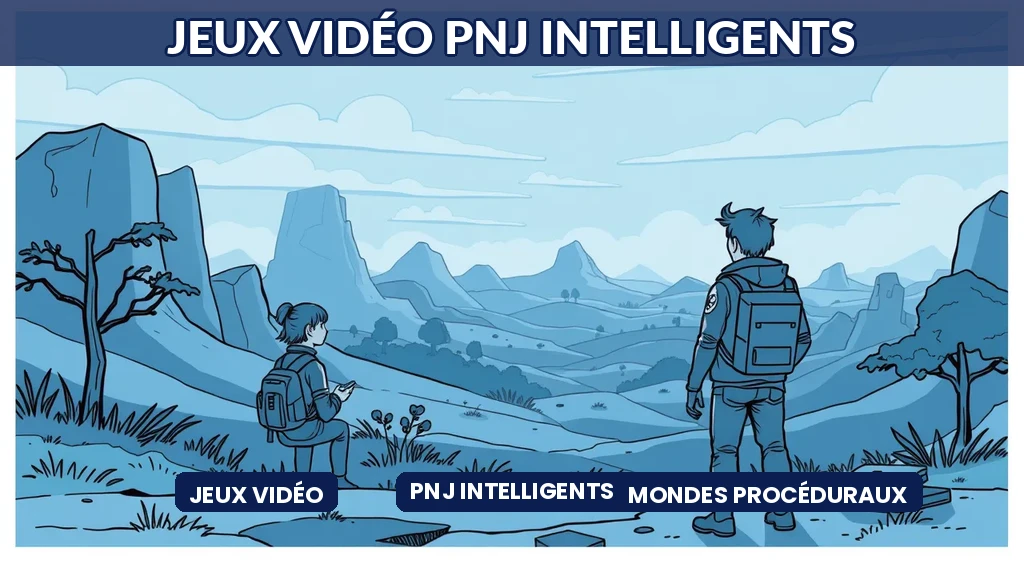 Personnage non-joueur intelligent dans un monde de jeu vidéo généré par algorithme procédural