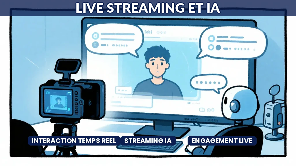 Streamer professionnel utilisant des outils dintelligence artificielle pour améliorer son live en temps réel