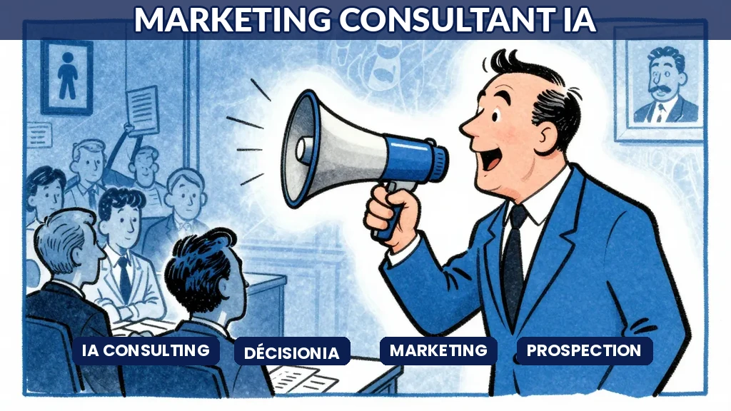 consultant broadcasting expertise through megaphone