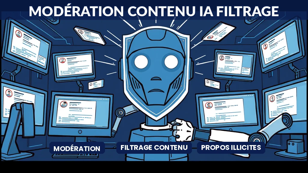Interface de modération de contenu par IA analysant des flux de textes et images