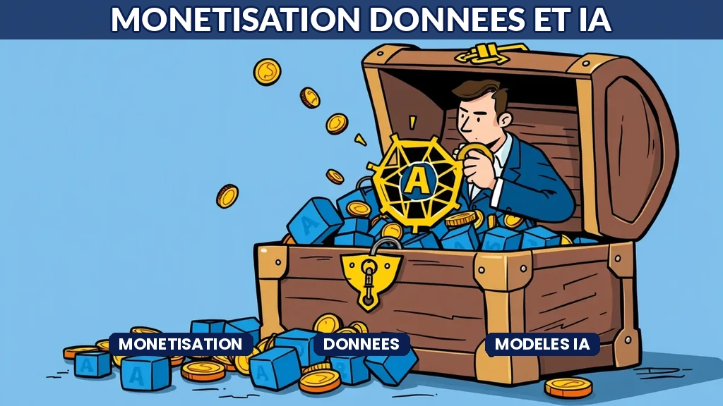 ** Dirigeant évaluant les différentes stratégies de monétisation des données et modèles intelligence artificielle