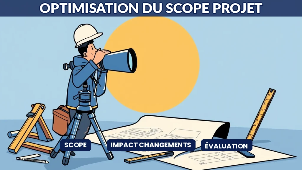 Chef de projet utilisant l'intelligence artificielle pour évaluer l'impact d'un changement de périmètre sur les délais et le budget