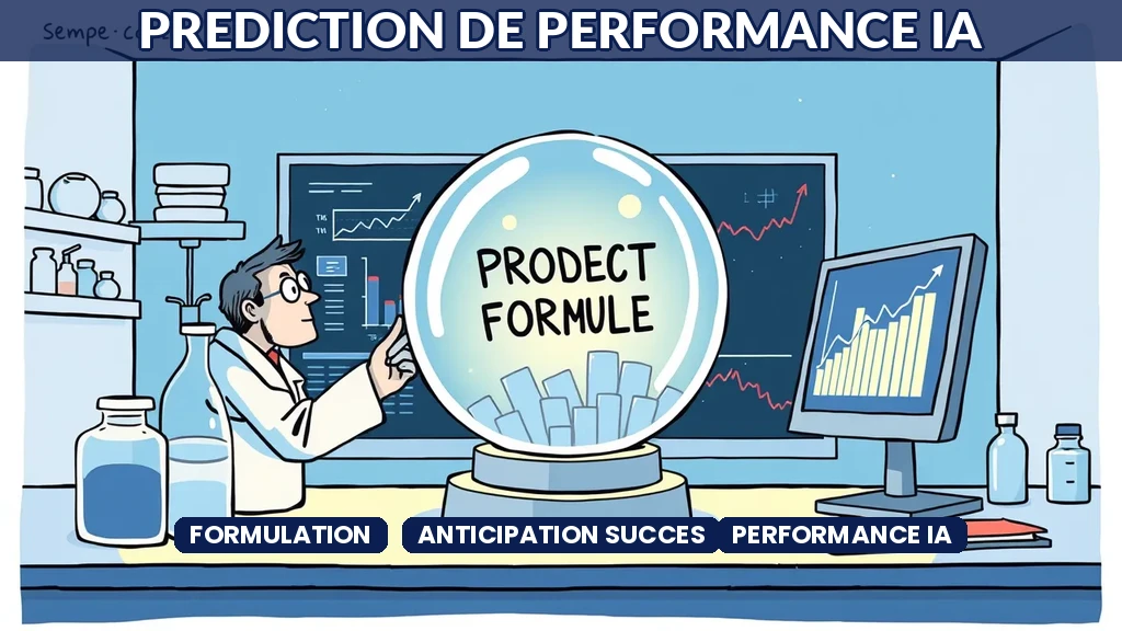 Interface IA affichant des courbes de prédiction de performance pour différentes formulations chimiques en développement