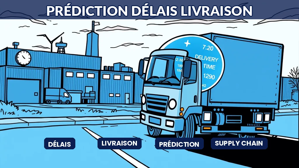 Camion de livraison avec tableau de bord prédictif IA affichant les délais estimés en temps réel