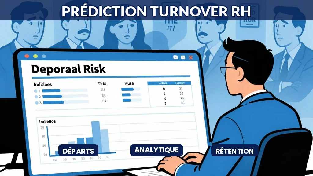 Gestionnaire RH consultant un tableau de bord analytique sur les risques de départ d'employés