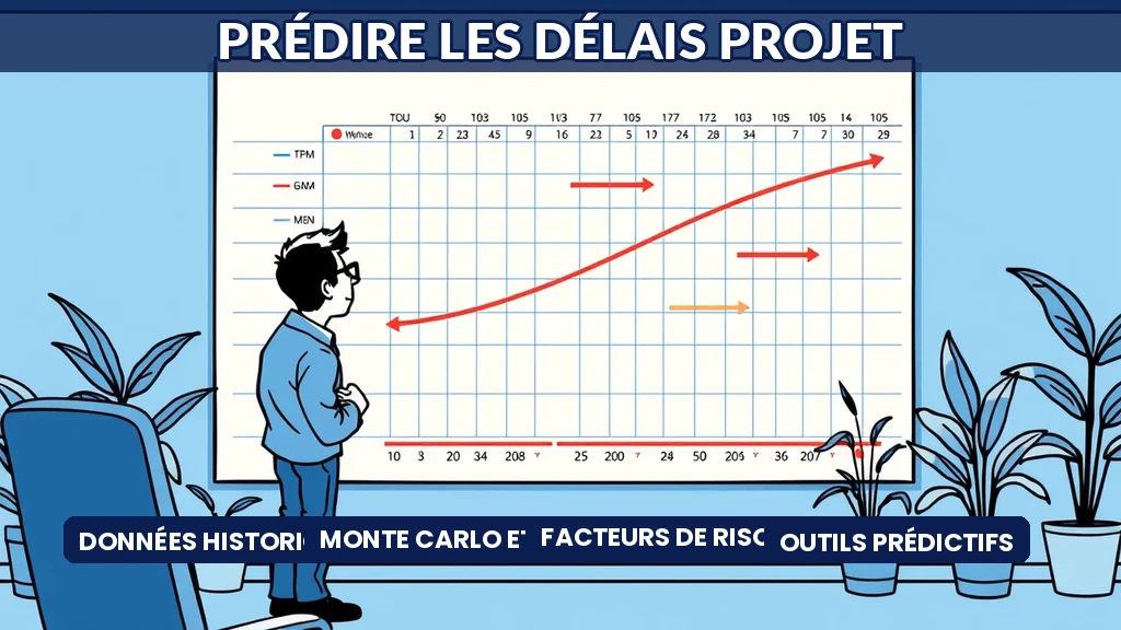 Chef de projet utilisant l'intelligence artificielle pour prédire les délais avec des courbes prédictives et un diagramme de Gantt