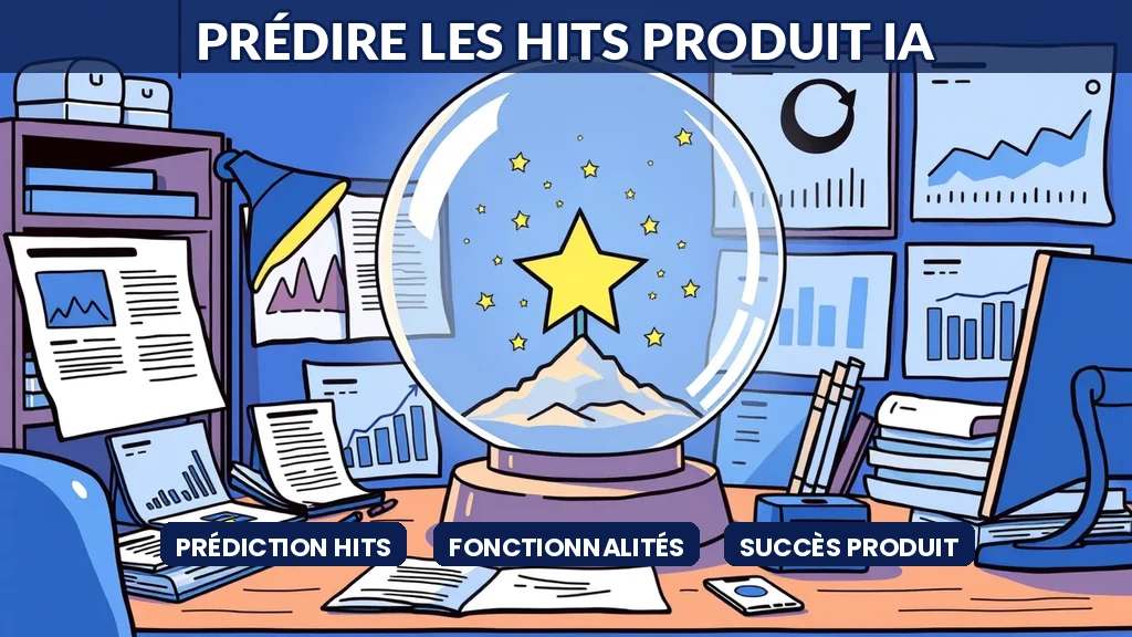 Interface analytique montrant des prédictions de succès de fonctionnalités produit par IA