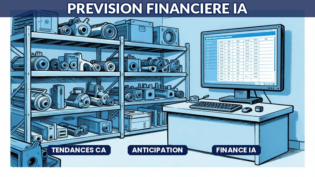Graphique de prévision financière généré par intelligence artificielle montrant les tendances du chiffre daffaires