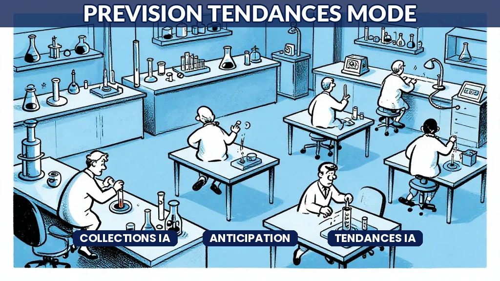 Tableau de bord de prévision de tendances mode par intelligence artificielle montrant des analyses prédictives de collections