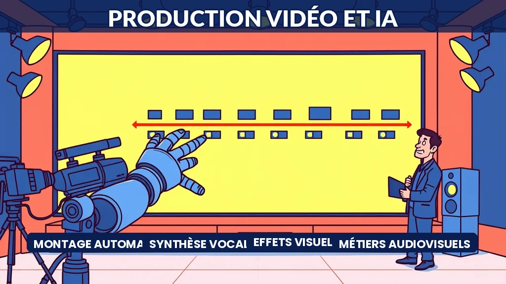 Studio de production vidéo avec logiciel de montage assisté par intelligence artificielle affichant une timeline automatisée
