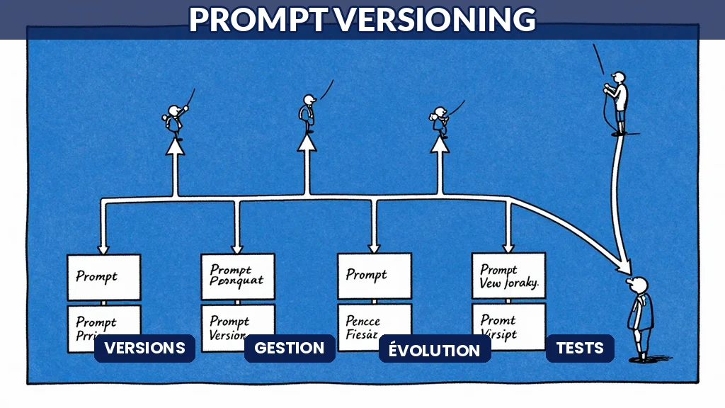 Historique de versions d un prompt avec branches de test et fusion en production