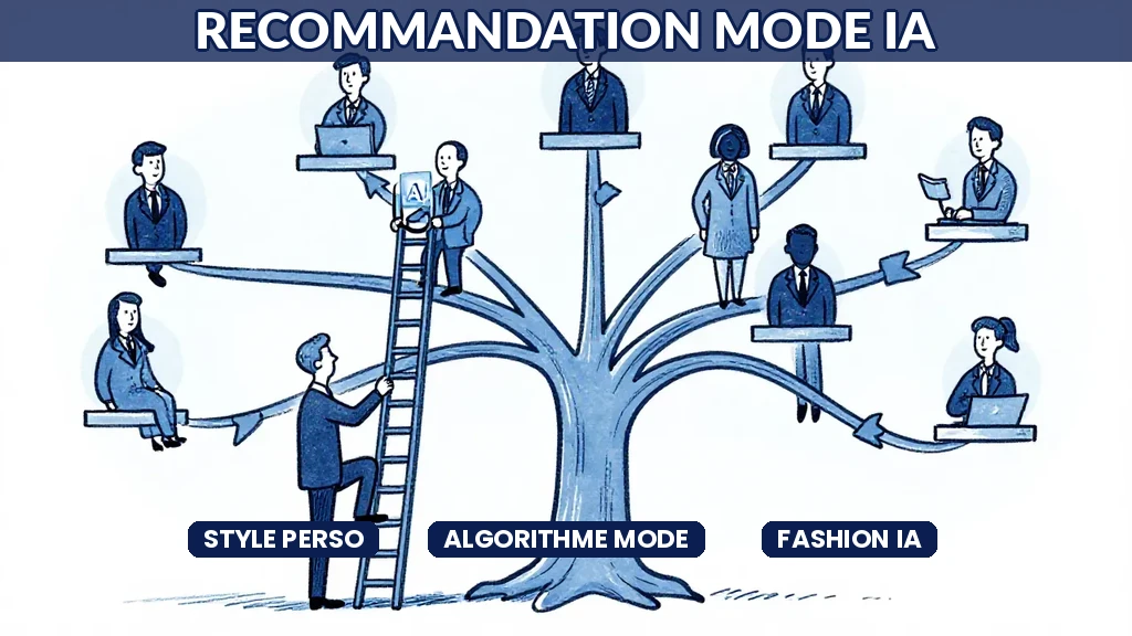 Interface de recommandation de mode personnalisée par intelligence artificielle affichant des suggestions de style