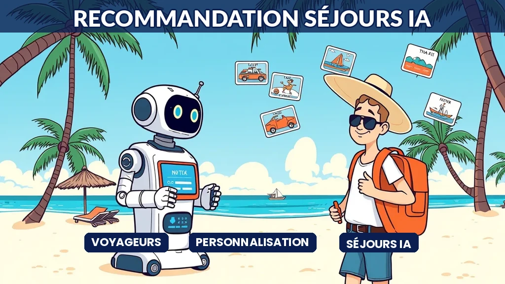 Système de recommandation de séjours par intelligence artificielle affichant des suggestions personnalisées pour un voyageur