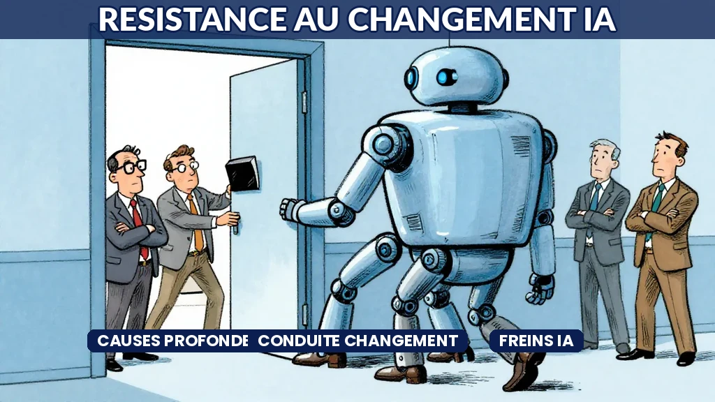 Équipe en réunion confrontée aux résistances internes face au déploiement dun projet intelligence artificielle en entreprise