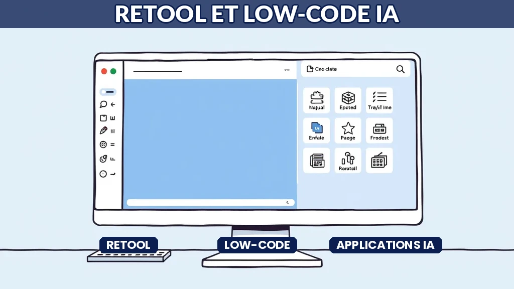 Interface Retool montrant une application low-code avec intégration de modèles intelligence artificielle pour usage interne entreprise