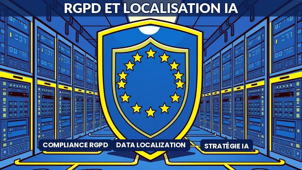 Illustration représentant la conformité RGPD et la localisation des données dans un contexte de déploiement de projets intelligence artificielle