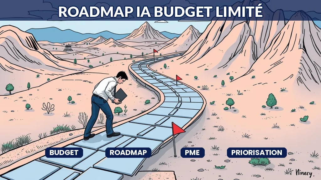 Dirigeant construisant une feuille de route IA avec des contraintes budgétaires et des jalons progressifs