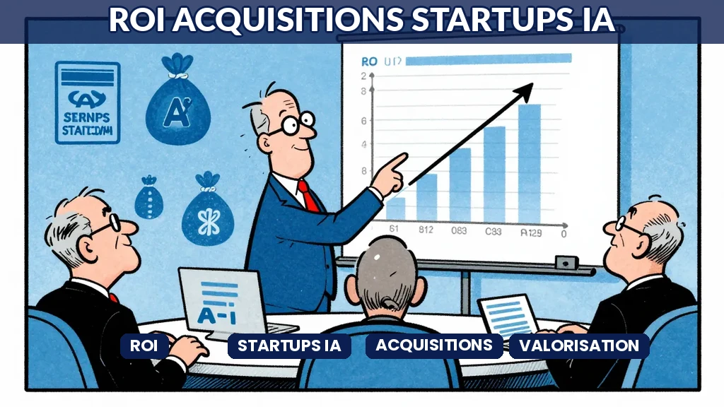 Dirigeants analysant le retour sur investissement d'une acquisition de startup IA