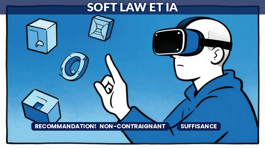 Balance symbolisant léquilibre entre soft law non contraignante et régulation stricte de lintelligence artificielle