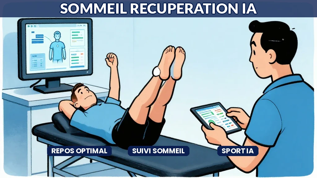 Athlète portant un bracelet connecté analysant la qualité du sommeil grâce à lintelligence artificielle