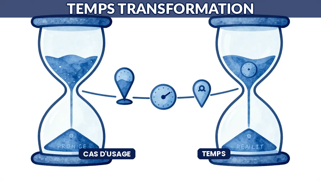 Sablier timeline transformation IA phases promesse réalité
