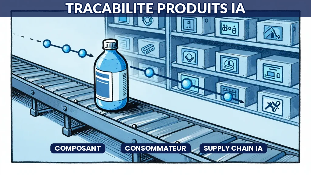 Chaîne logistique numérique traçant le parcours dun produit du composant brut au consommateur final grâce à lintelligence artificielle
