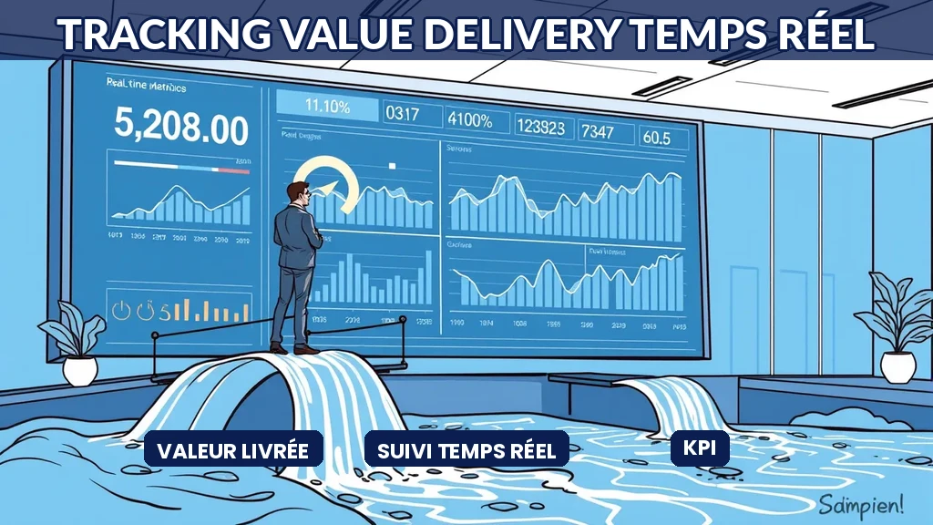 Tableau de bord tracking value delivery projets IA en temps réel avec indicateurs de performance