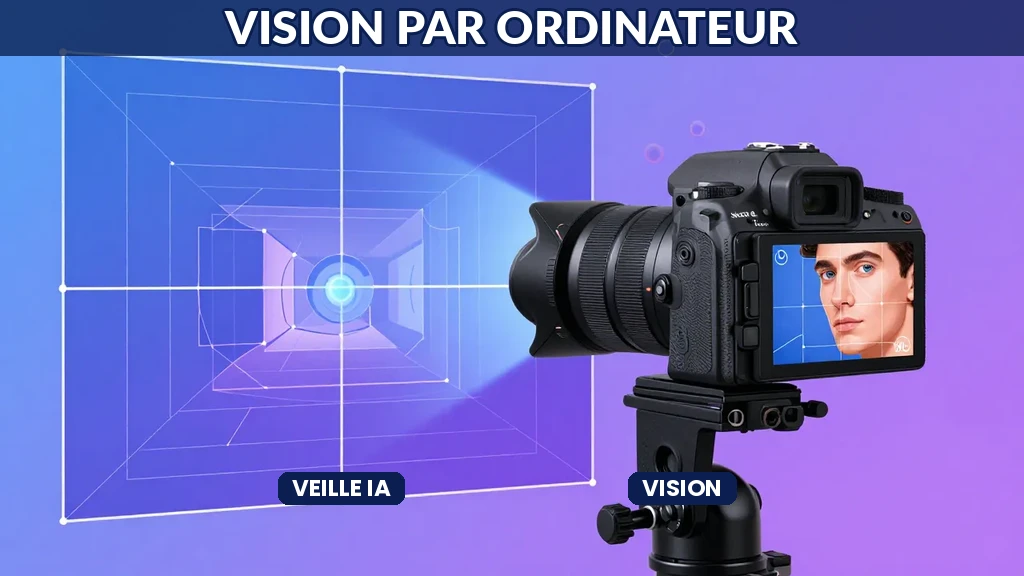 Caméra intelligente analysant scène complexe avec détection objets et segmentation
