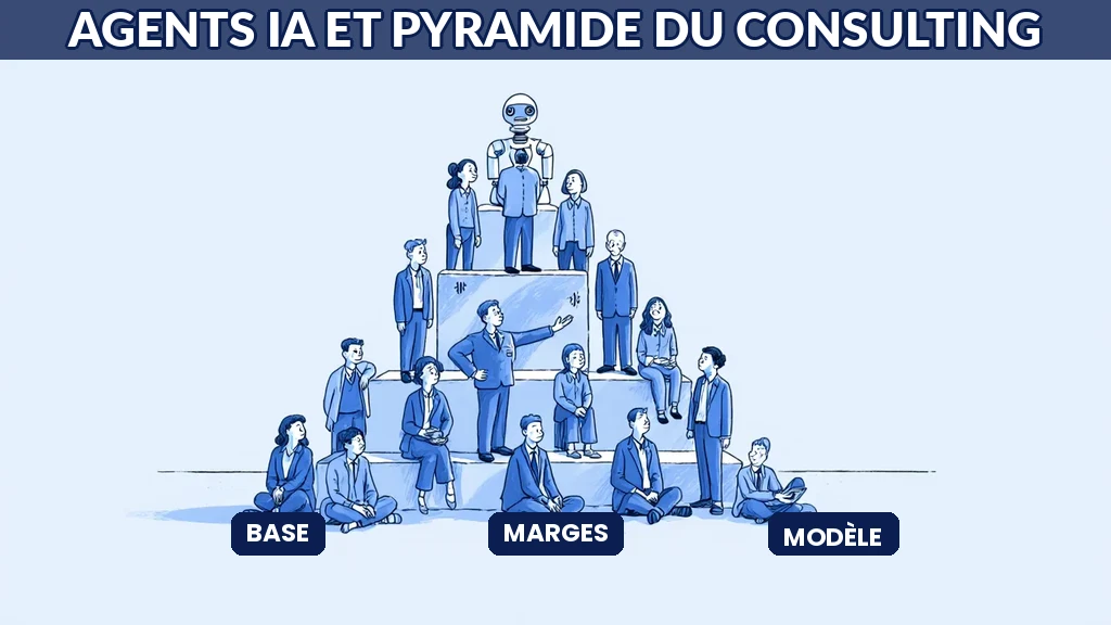 Illustration de la pyramide du consulting remise en cause par les agents IA autonomes