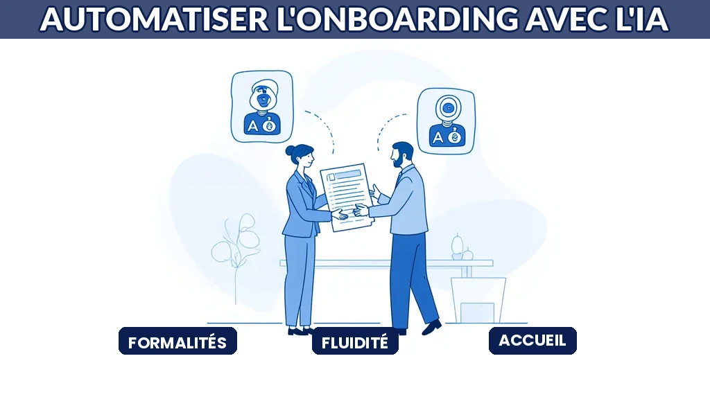 Illustration d'agents IA automatisant l'onboarding pour intégrer plus vite les recrues