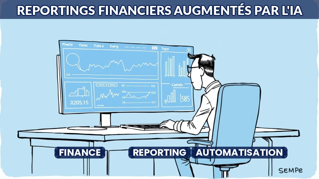 Illustration d'un tableau de bord financier automatisé par l'IA.