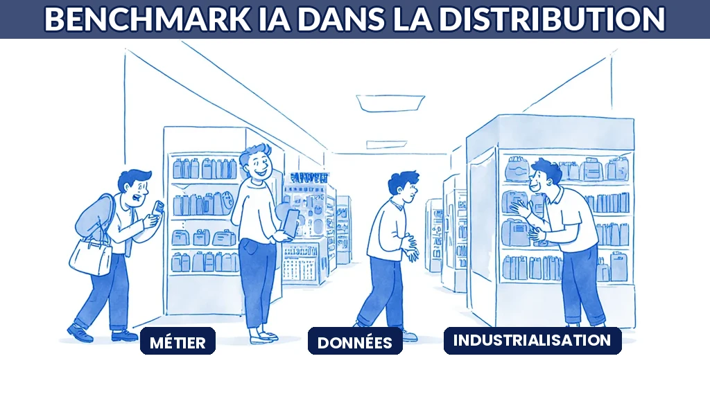 Illustration d'un benchmark de la maturité IA dans le secteur de la distribution