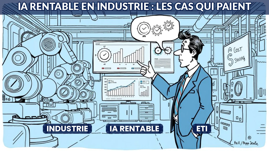 Illustration d'une usine moderne intégrant des solutions d'intelligence artificielle.