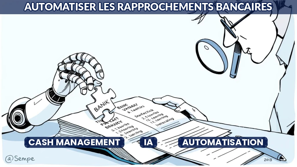 Illustration d'un système automatisé reliant données bancaires et comptables.