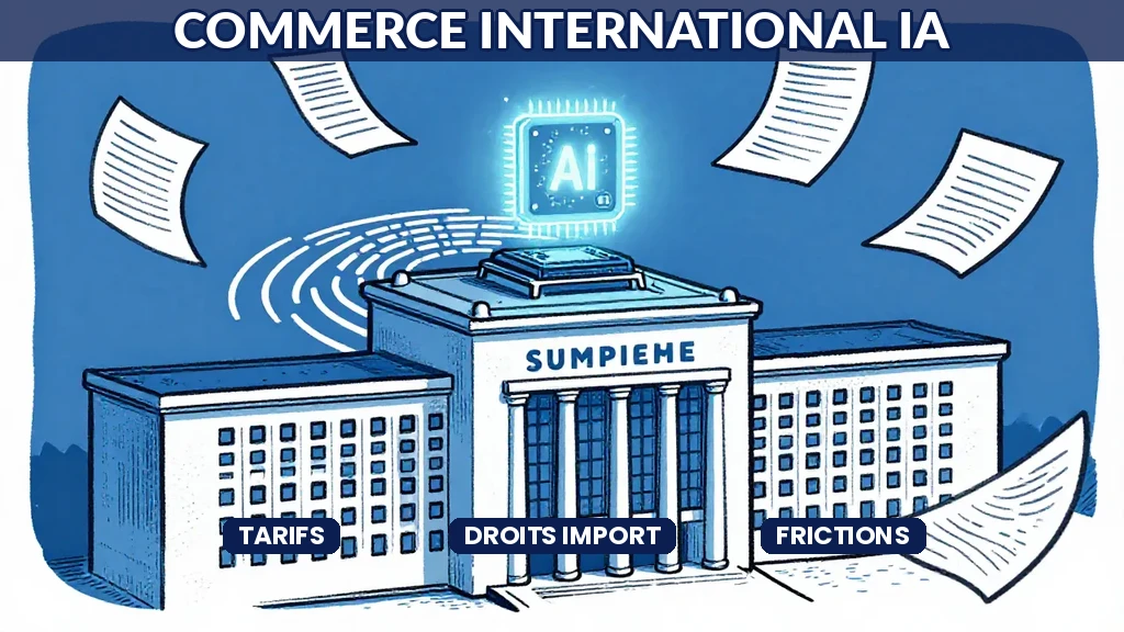 Illustration des frictions commerciales internationales liées aux exportations et importations de technologies dintelligence artificielle
