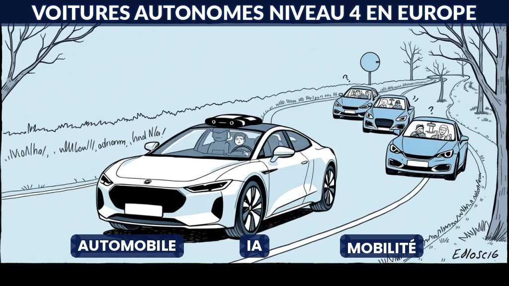 Voiture autonome sur route européenne avec interface de conduite assistée