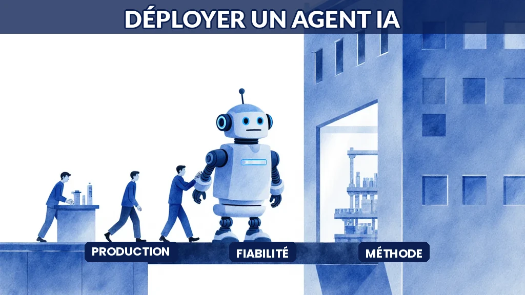 Illustration d'une équipe faisant passer un agent d'intelligence artificielle du laboratoire de développement à un environnement de production sécurisé